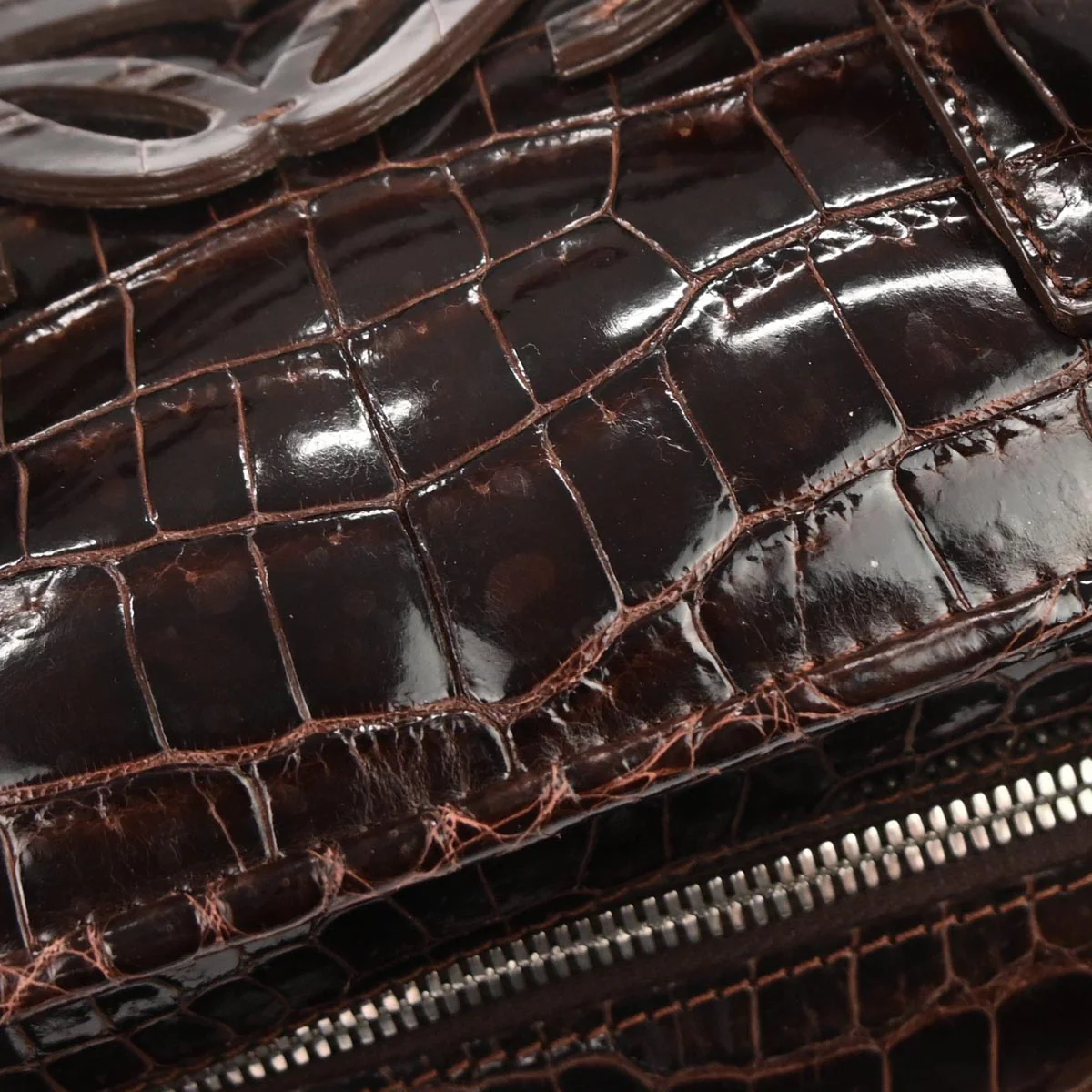 Loewe * Brown Crocodile Amazona 36 Handbag - Image 3