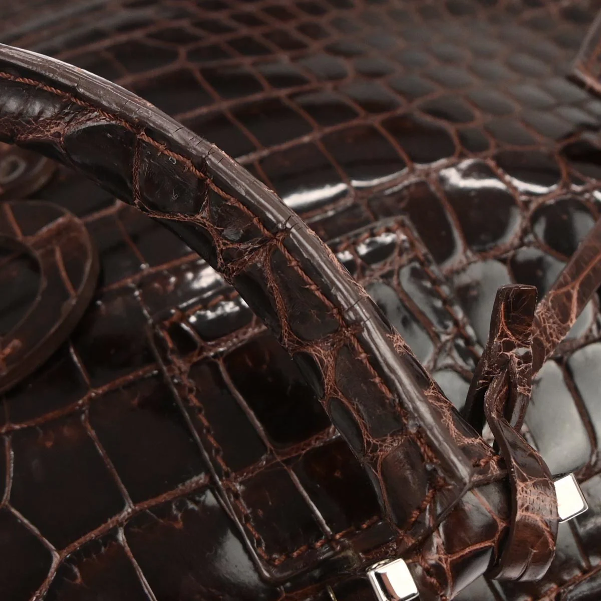 Loewe * Brown Crocodile Amazona 36 Handbag - Image 4