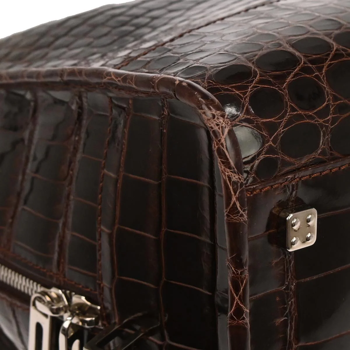 Loewe * Brown Crocodile Amazona 36 Handbag - Image 5