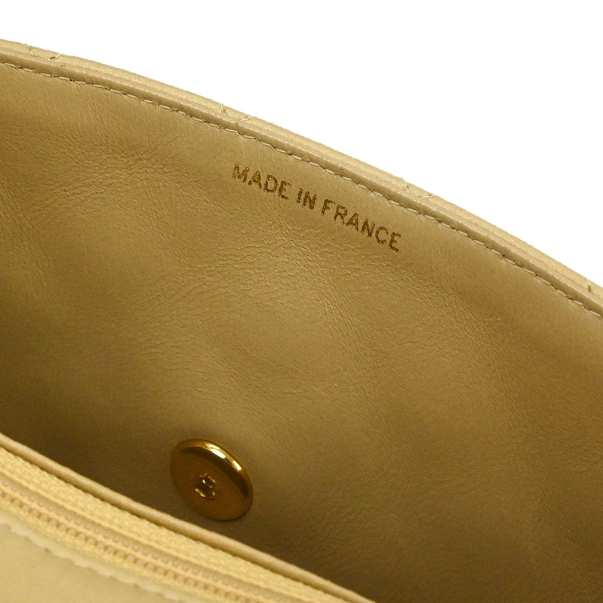 Chanel 1991-1994 Beige Lambskin Mini Classic Square Flap Shoulder Bag 17 - Image 7