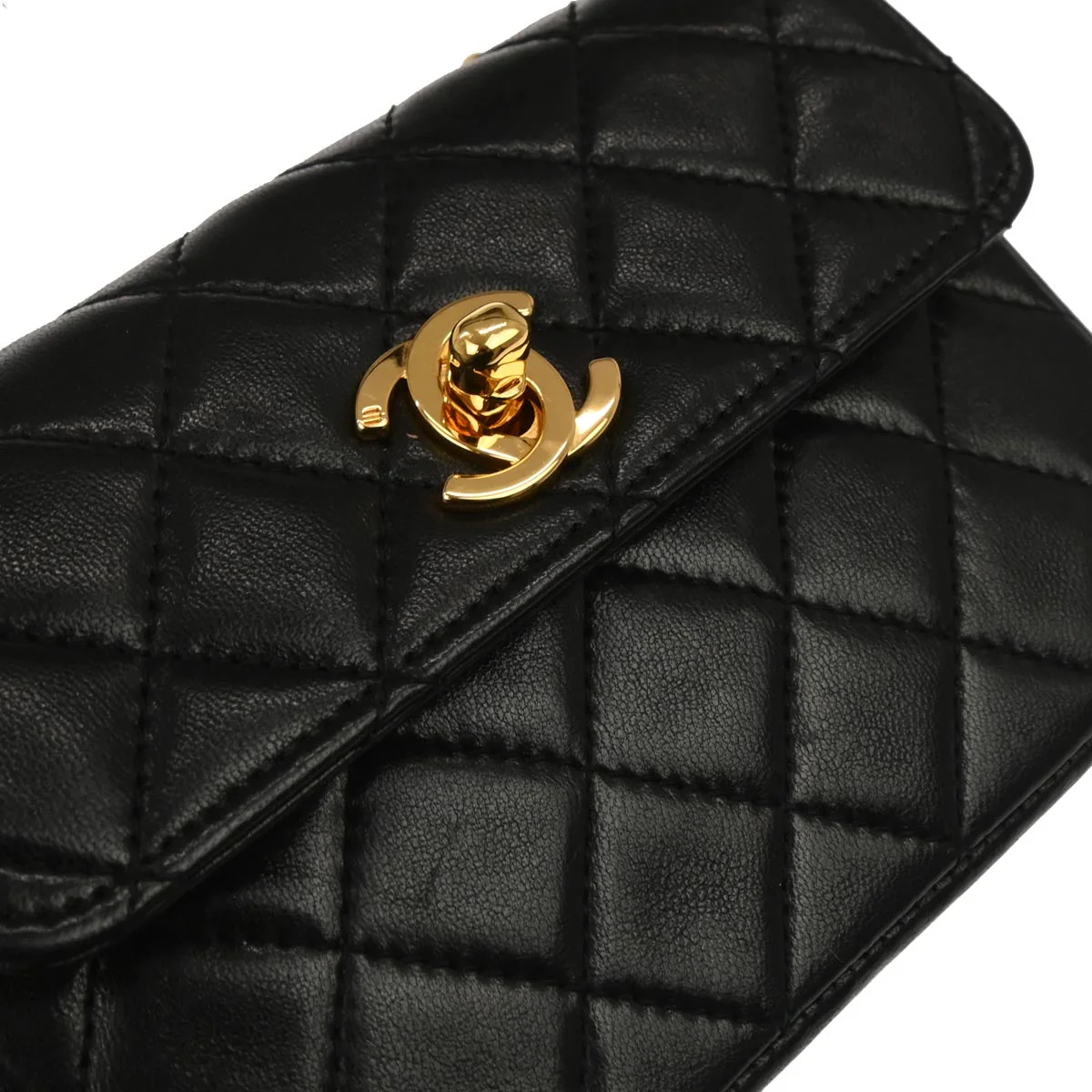 Chanel 1989-1991 Black Lambskin Shoulder Bag - Image 5