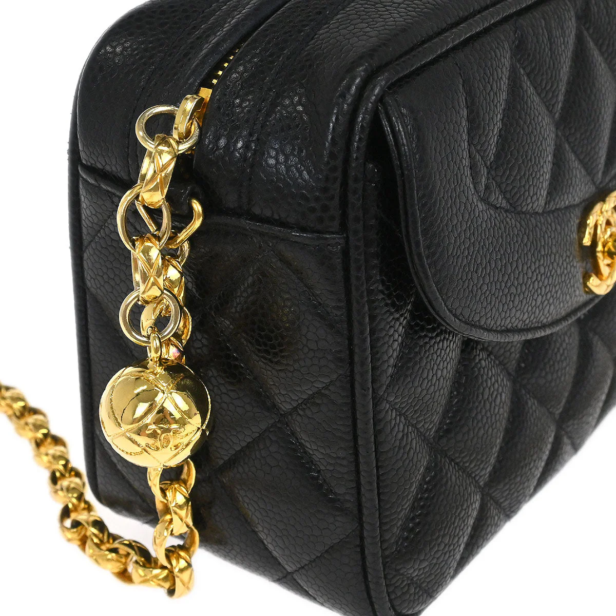 Chanel 1991-1994 Black Caviar Skin Camera Bag Mini - Image 6
