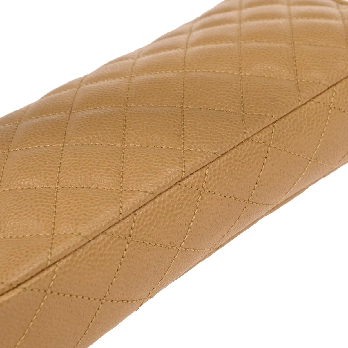 Chanel 2005-2006 Beige Caviar Skin East West Shoulder Bag - Image 3