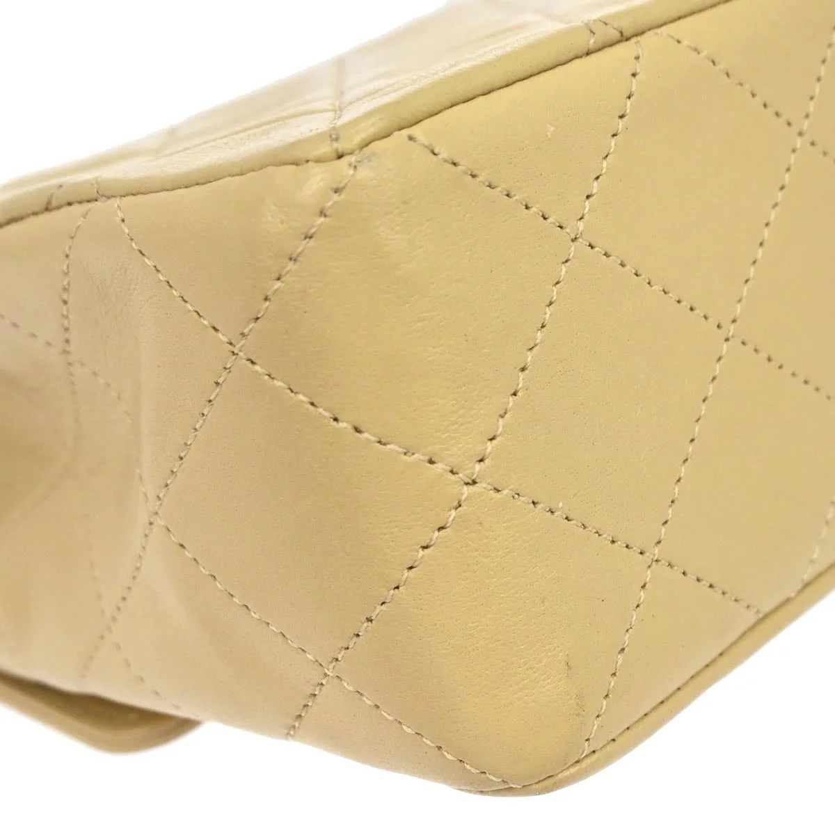 Chanel 1989-1991 Beige Lambskin Single Flap Shoulder Bag - Image 5