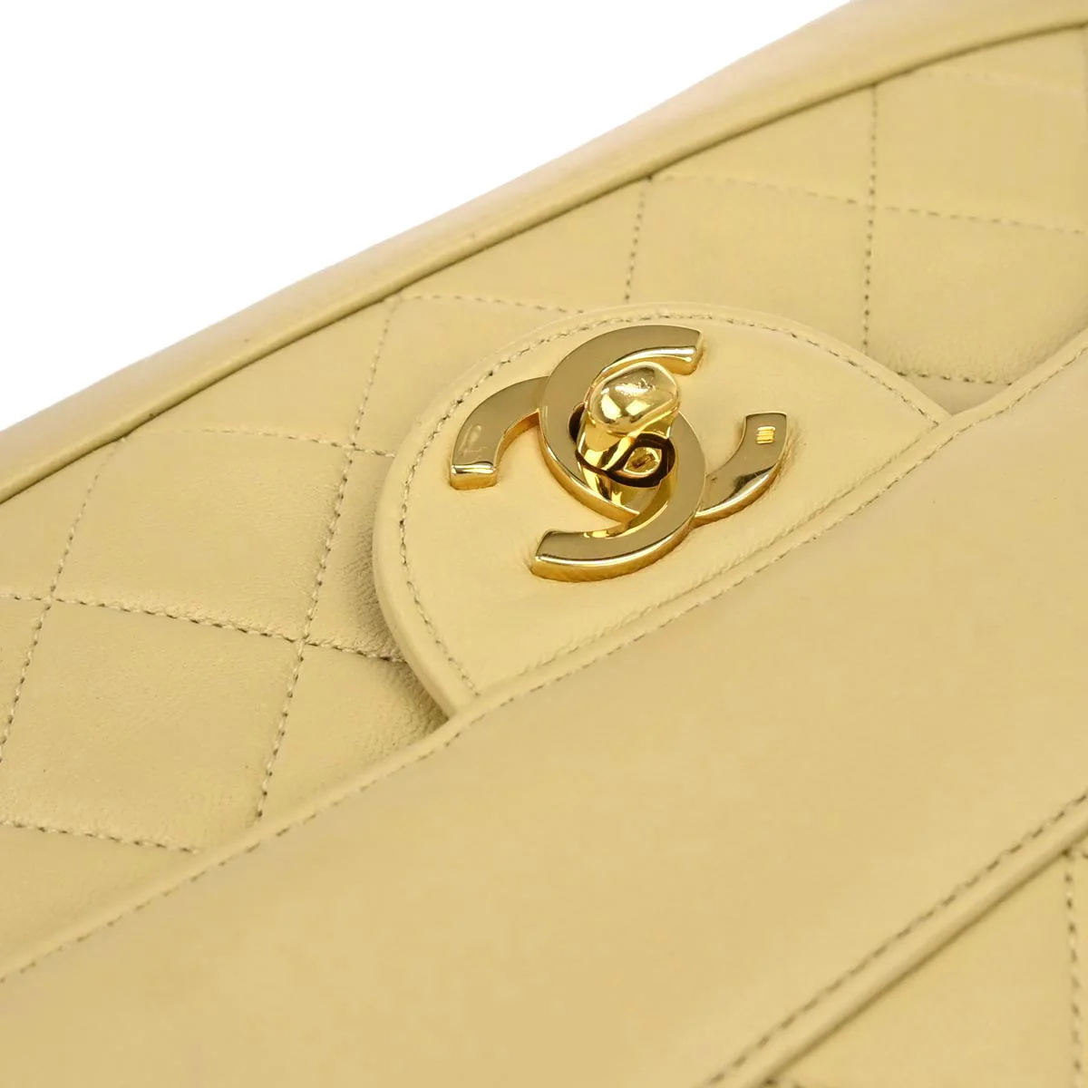 Chanel 1989-1991 Beige Lambskin Single Flap Shoulder Bag - Image 6