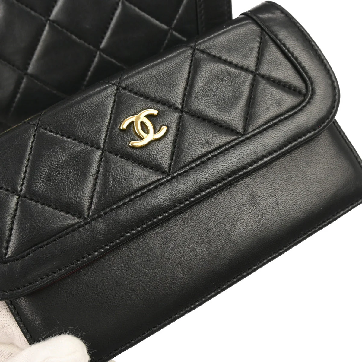 Chanel 1989-1991 Black Lambskin Shoulder Bag - Image 11