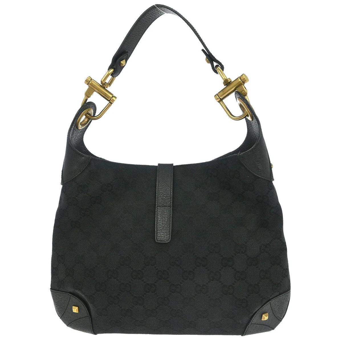 Gucci Black Canvas New Jackie GG Hobo Handbag - Image 2