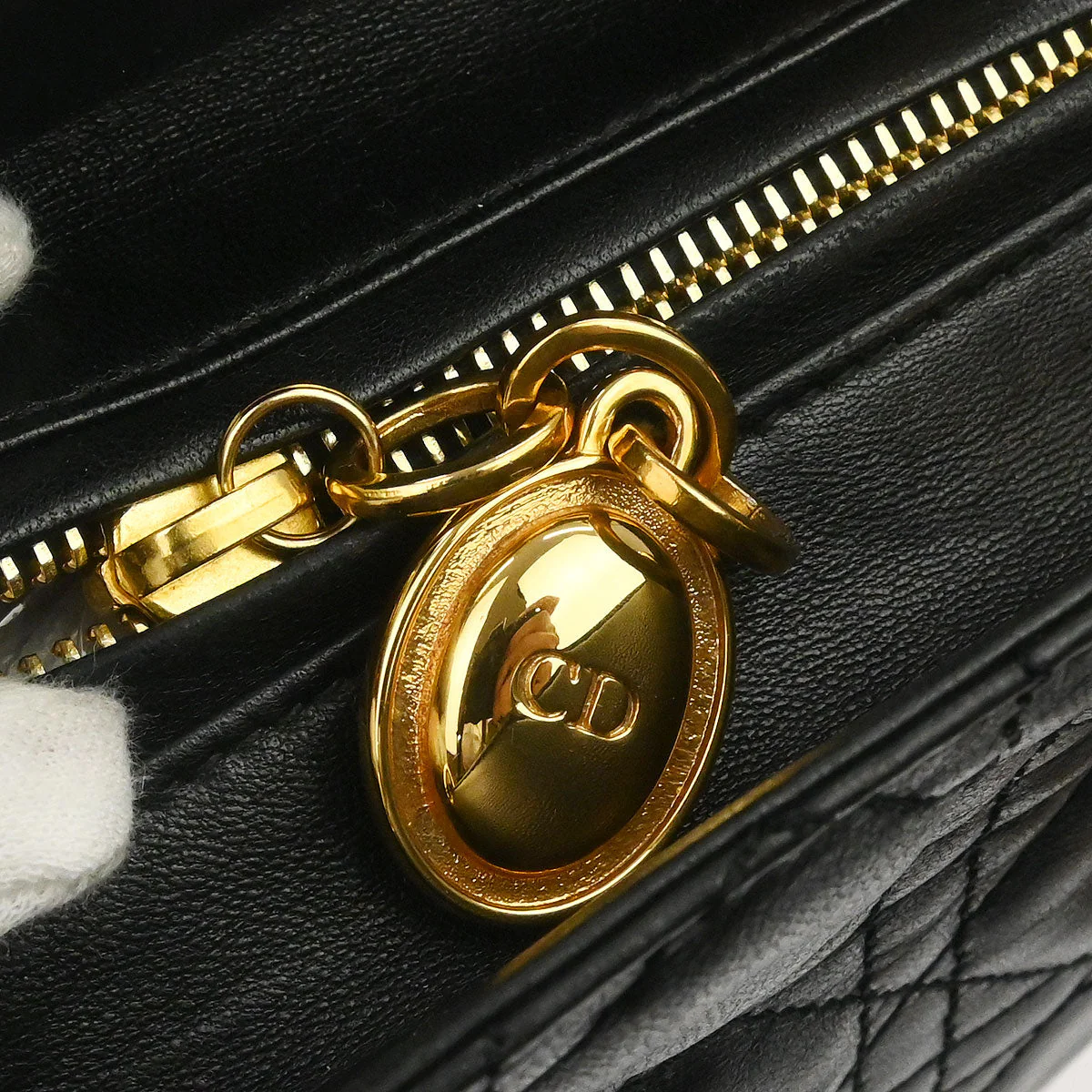 Christian Dior Black Lambskin Medium Lady Dior Cannage 2way Shoulder Handbag - Image 15