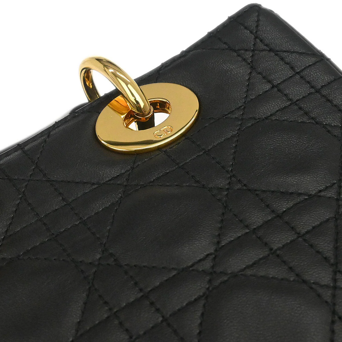 Christian Dior Black Lambskin Medium Lady Dior Cannage 2way Shoulder Handbag - Image 7