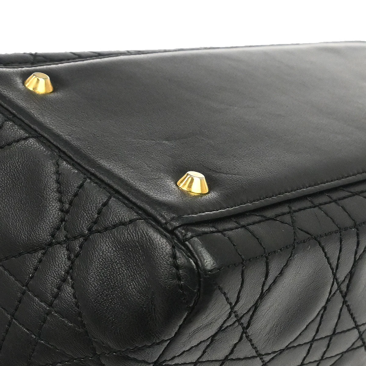 Christian Dior Black Lambskin Medium Lady Dior Cannage 2way Shoulder Handbag - Image 9