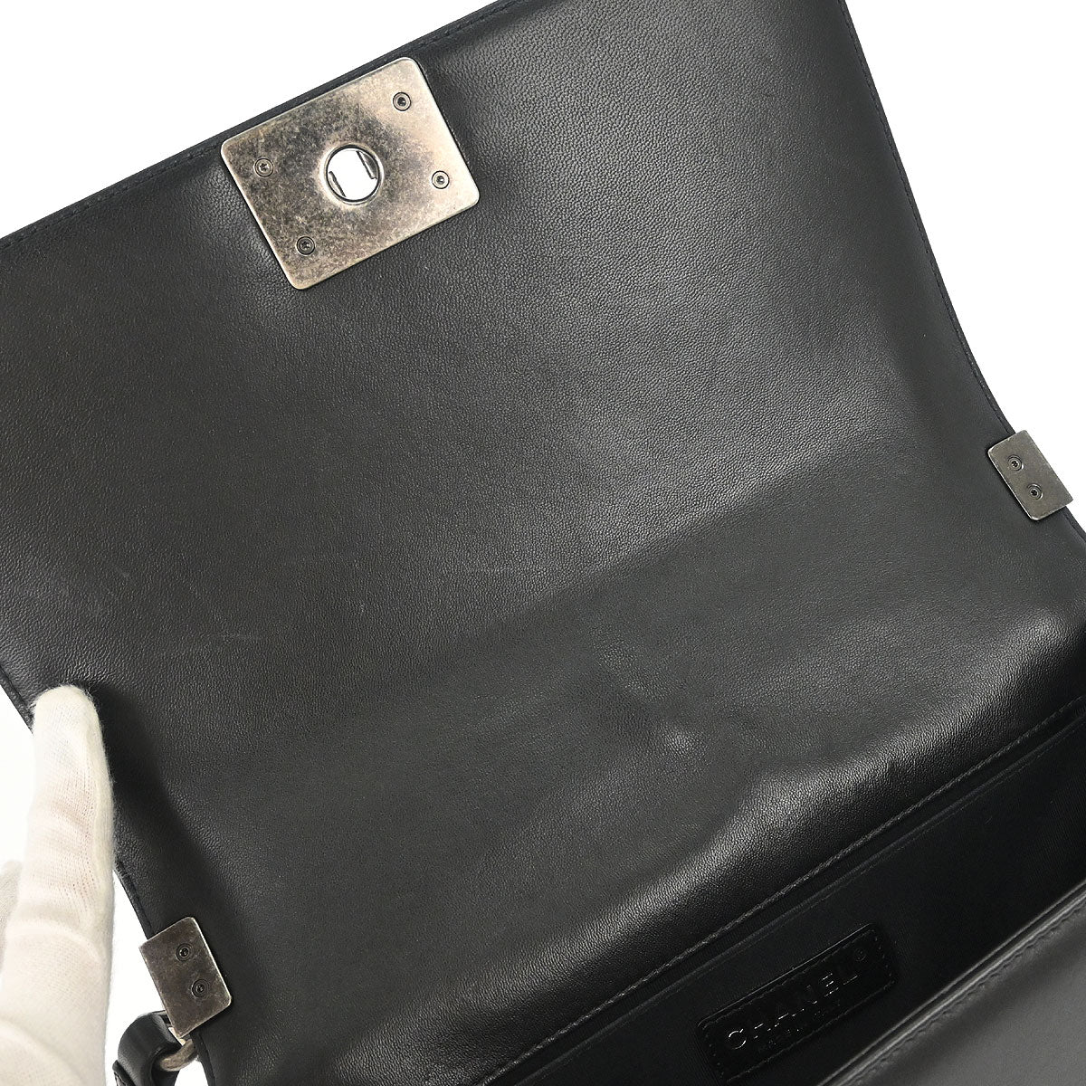Boy Chanel 2013-2014 Black Lambskin Medium Shoulder Bag - Image 8
