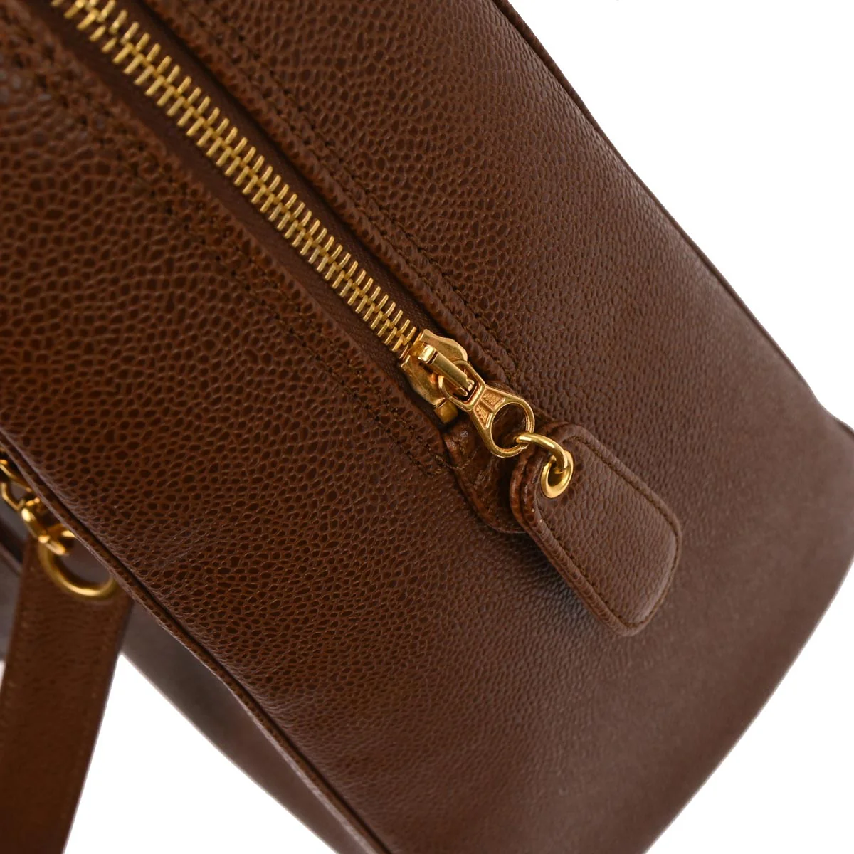 Chanel 1997-1999 Brown Caviar Skin Chain Tote Shoulder Bag - Image 5