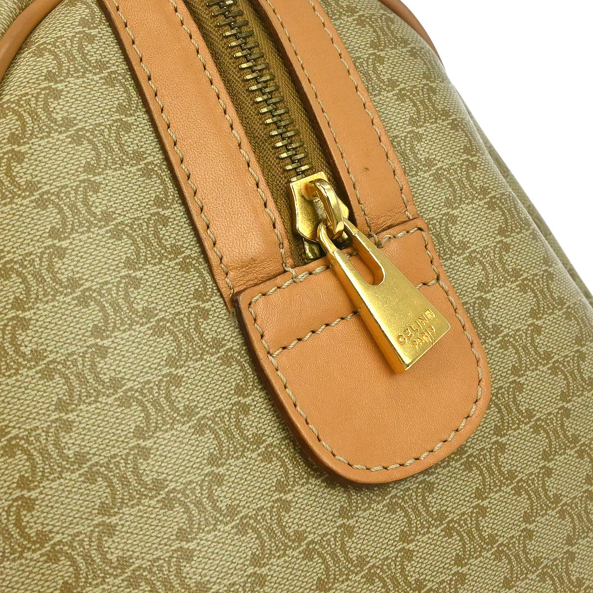 Celine Beige Macadam Handbag - Image 7