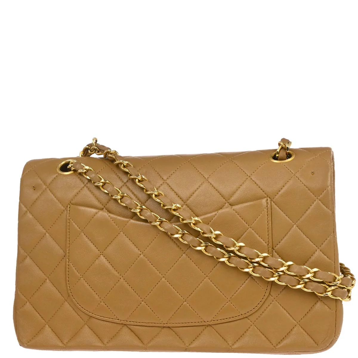 Chanel 1989-1991 Brown Lambskin Medium Classic Double Flap Shoulder Bag - Image 2
