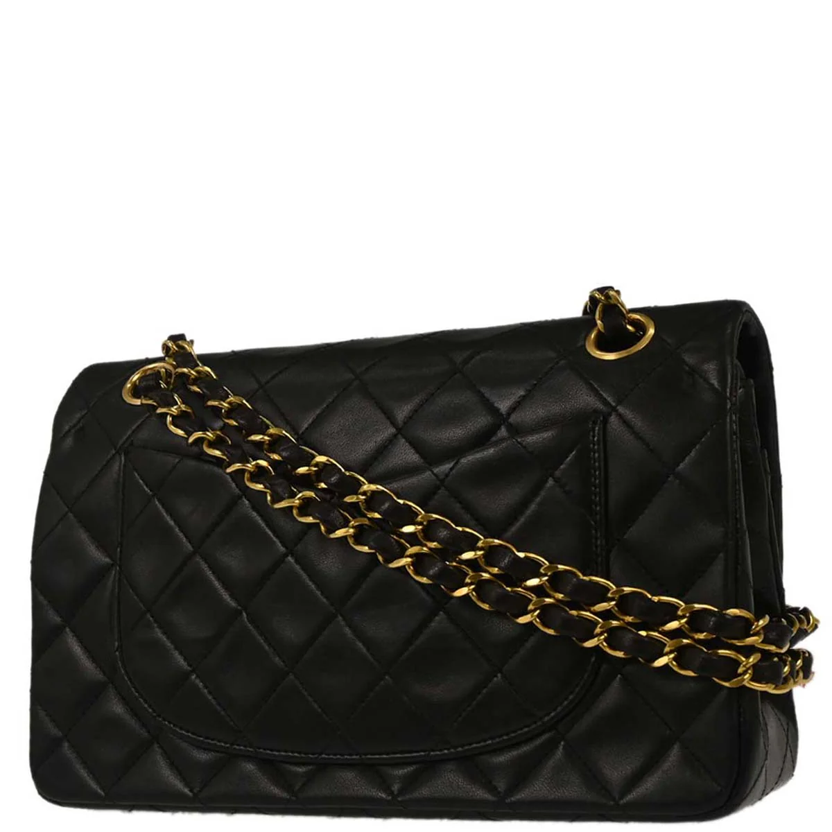 Chanel 1994-1996 Black Lambskin Small Classic Double Flap Shoulder Bag - Image 2