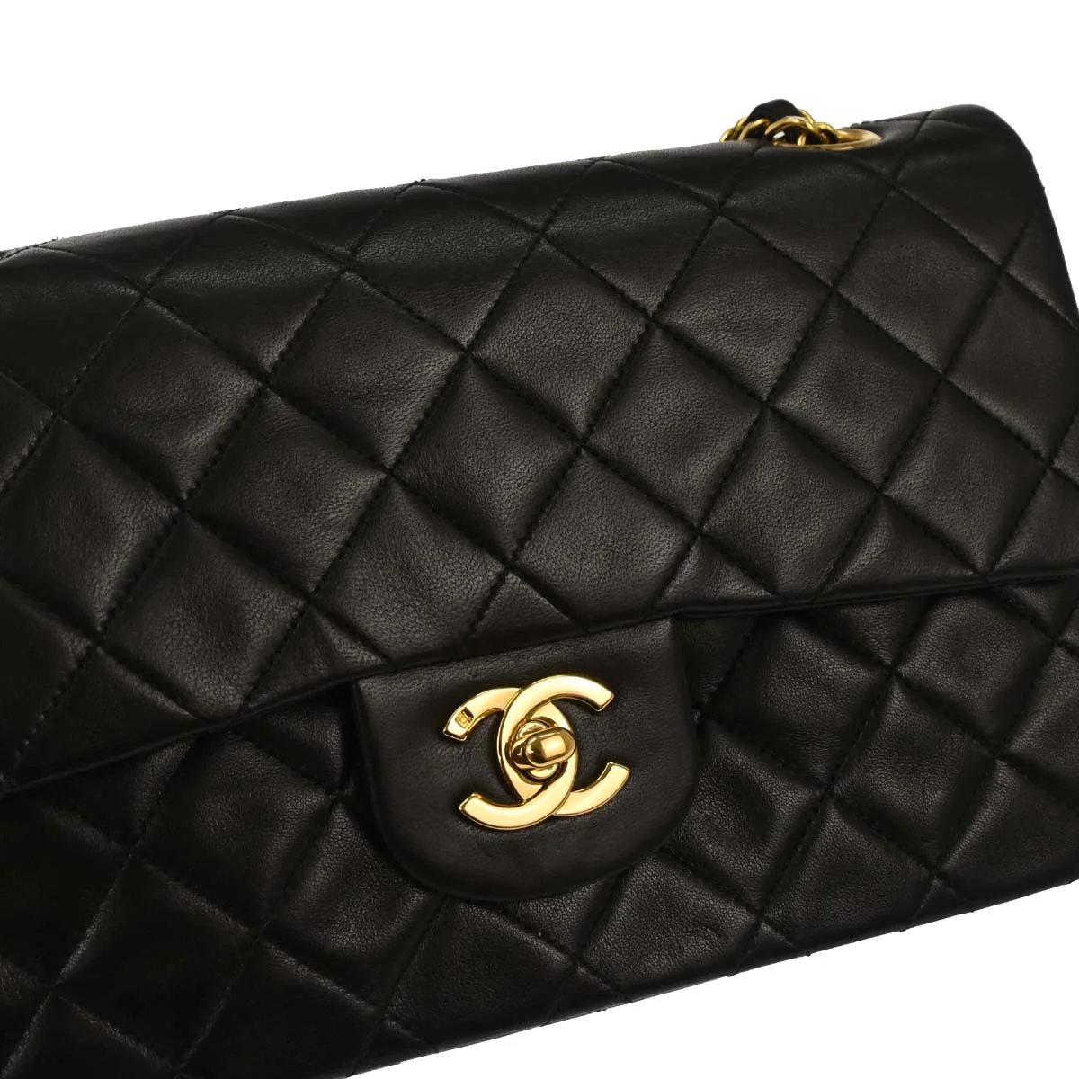 Chanel 1994-1996 Black Lambskin Small Classic Double Flap Shoulder Bag - Image 5