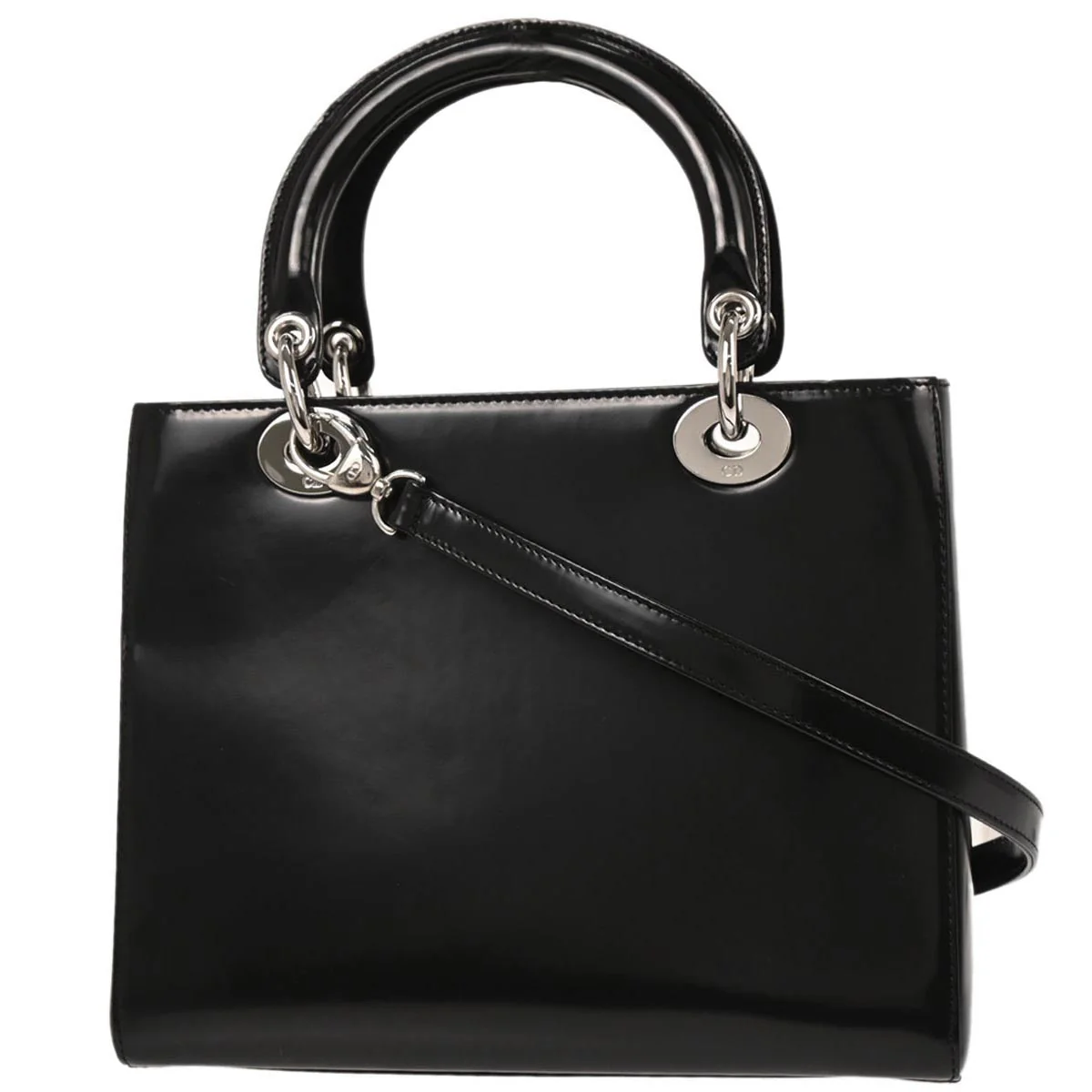 Christian Dior Black Patent Leather Medium Lady Dior Shoulder Handbag - Image 2