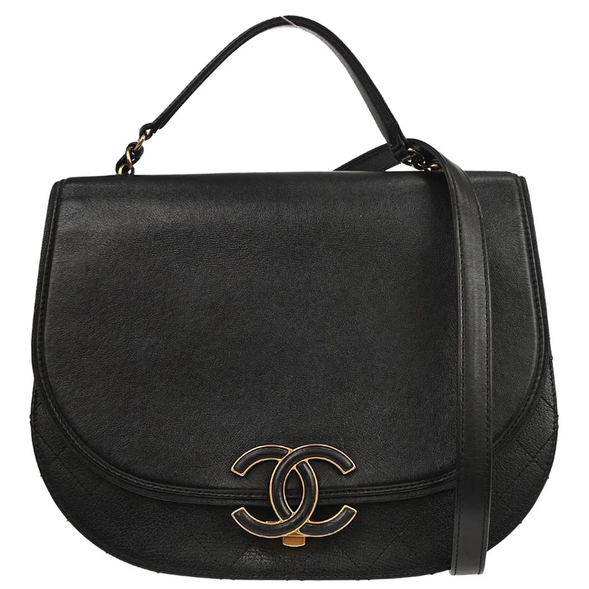 Chanel 2017-2018 Black Calfskin Coco Curve 2way Shoulder Handbag