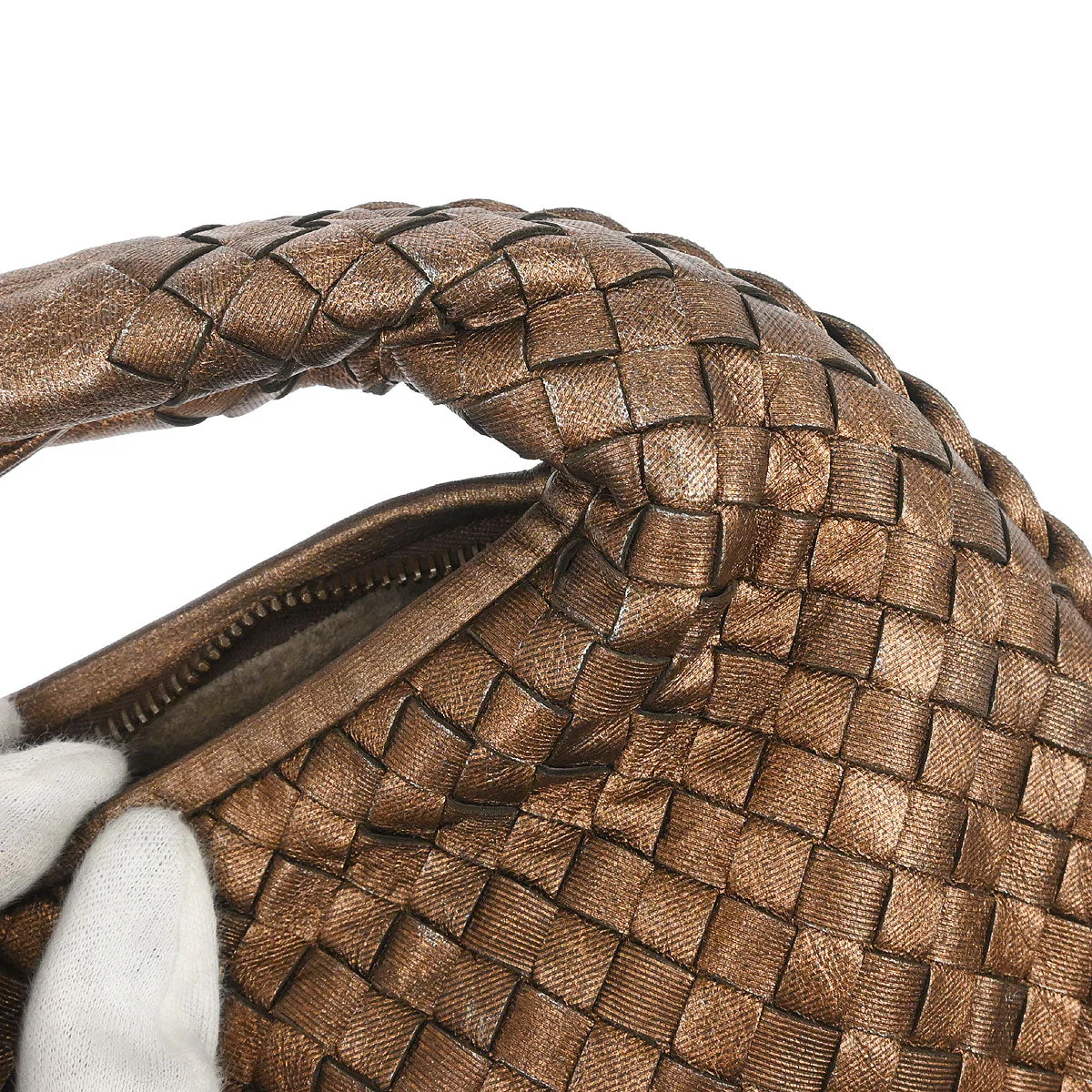 Bottega Veneta Metallic Bronze Lambskin Intrecciato Hobo Handbag - Image 10