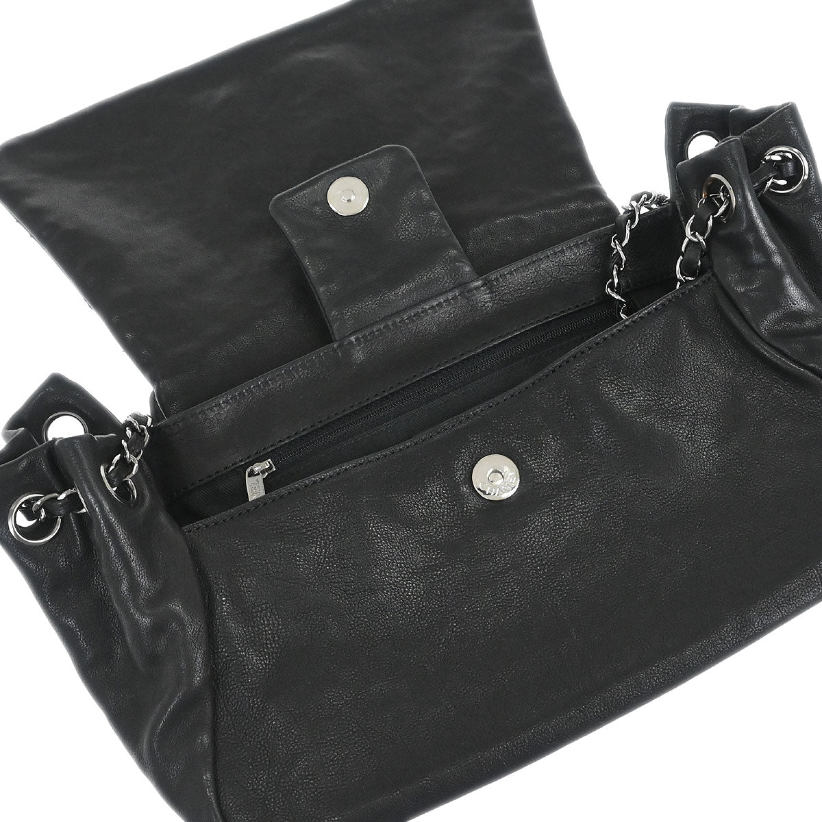 Chanel 2005-2006 Black Calfskin Accordion Flap Bag - Image 7
