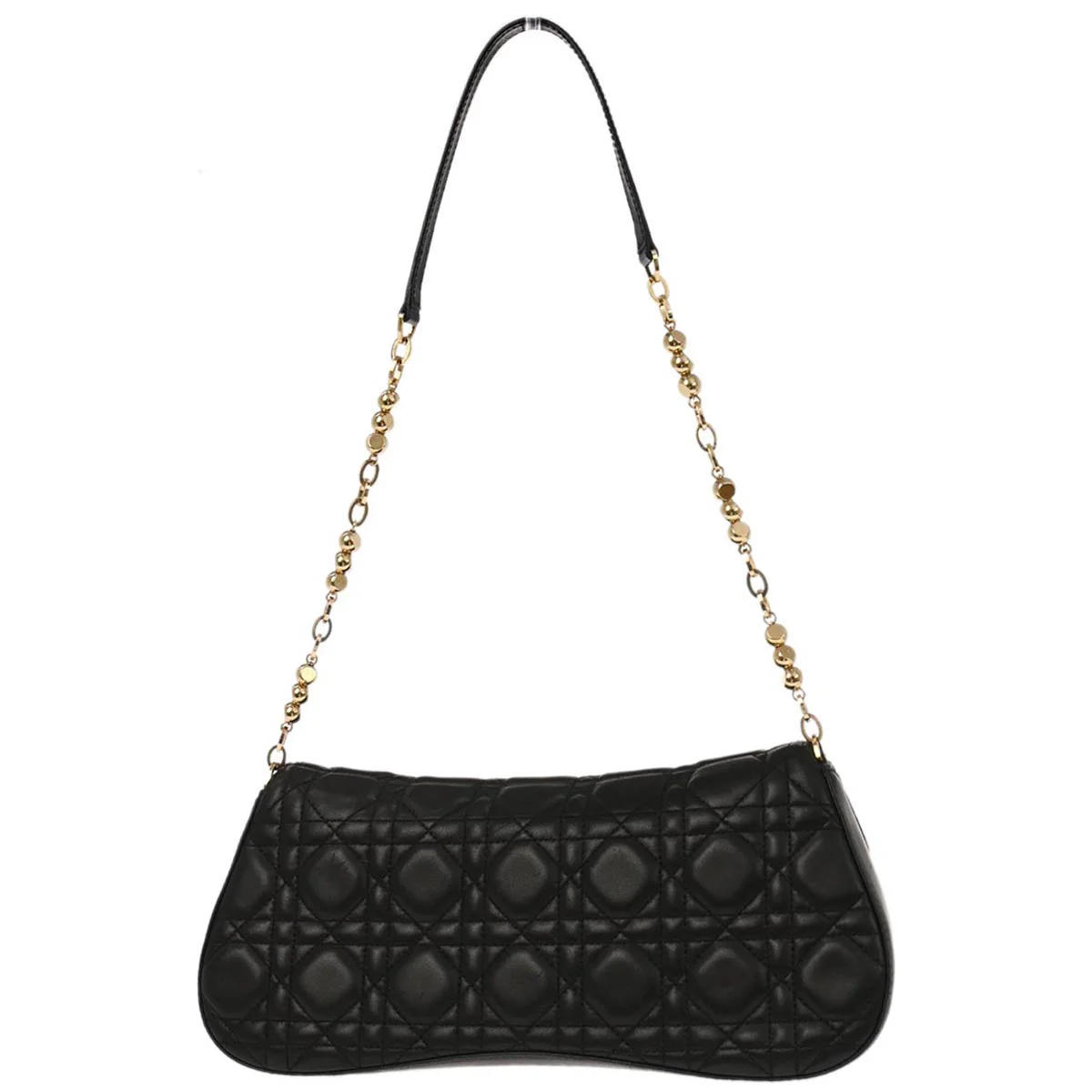 Christian Dior Black Lambskin Cannage Evening Baguette Handbag - Image 2