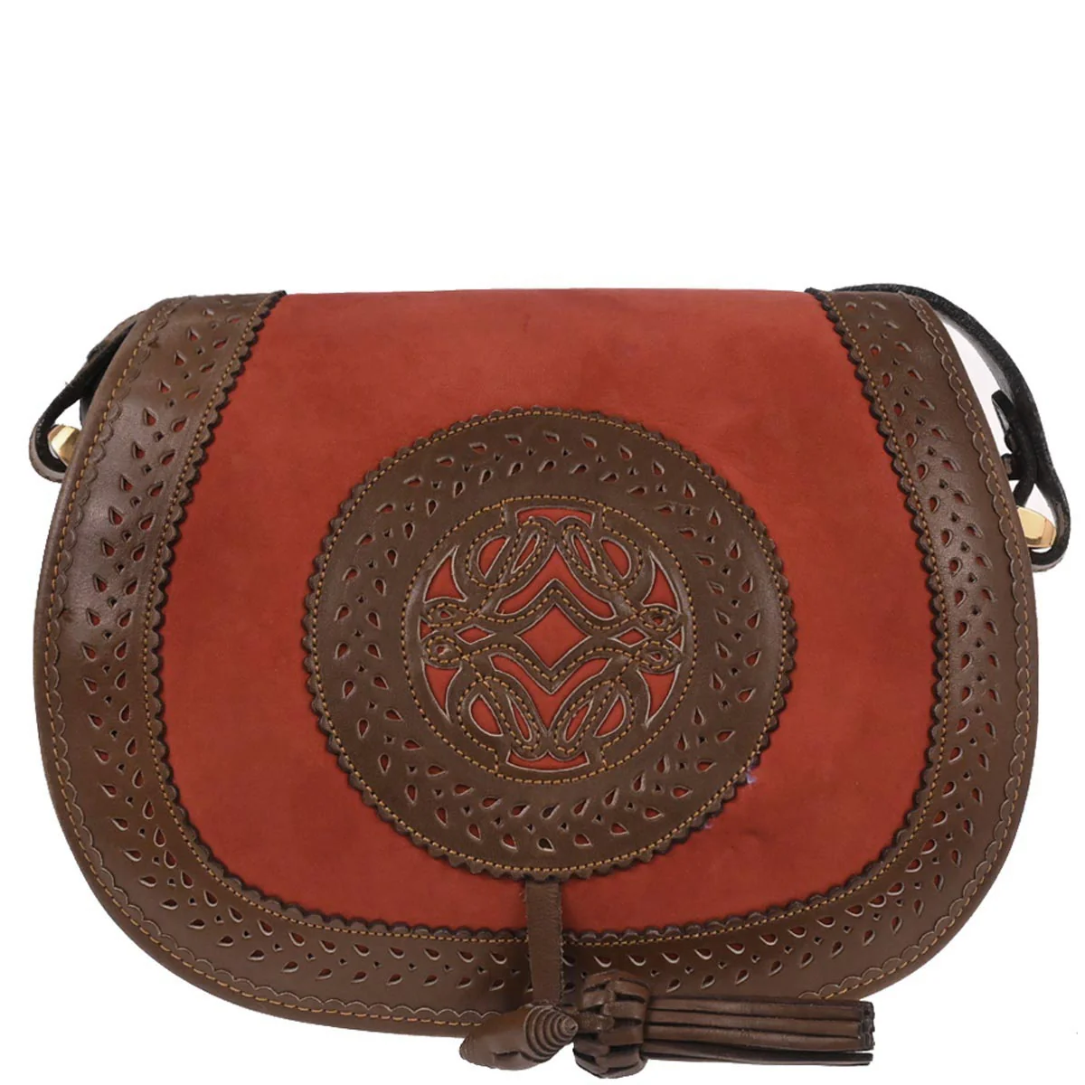 Loewe Orange Suede Leather Sevilla Collection Anagram Shoulder Bag