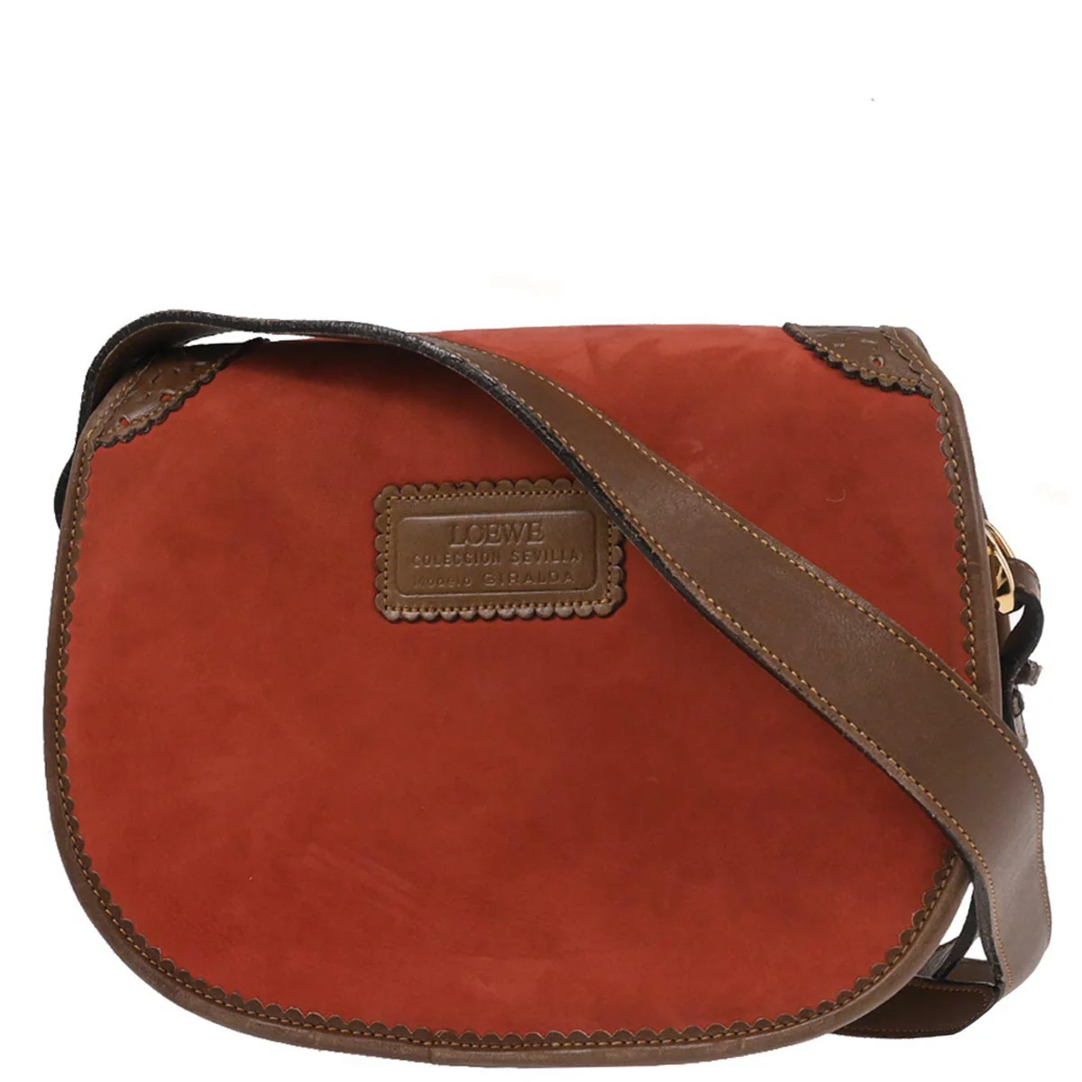 Loewe Orange Suede Leather Sevilla Collection Anagram Shoulder Bag - Image 2