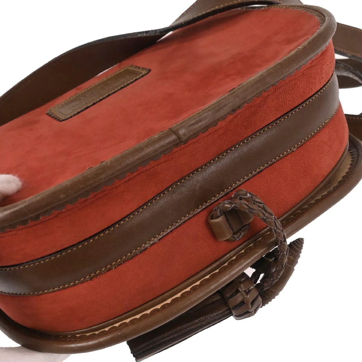 Loewe Orange Suede Leather Sevilla Collection Anagram Shoulder Bag - Image 6