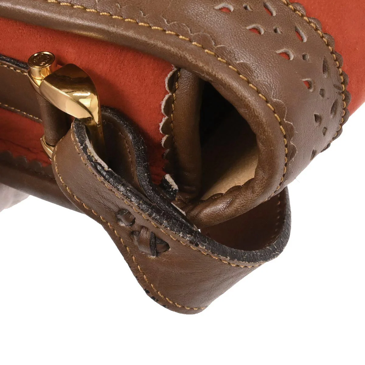 Loewe Orange Suede Leather Sevilla Collection Anagram Shoulder Bag - Image 7