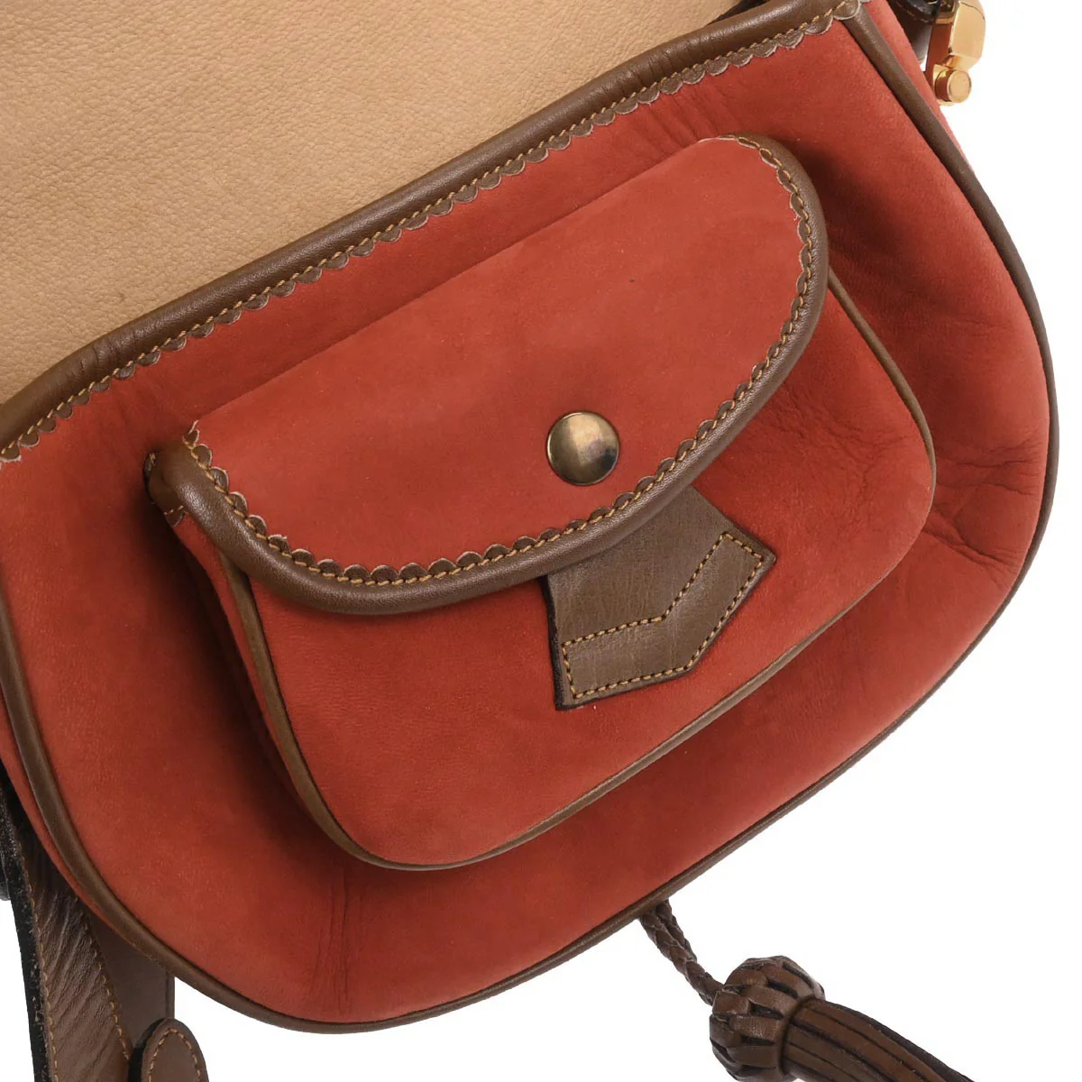 Loewe Orange Suede Leather Sevilla Collection Anagram Shoulder Bag - Image 9