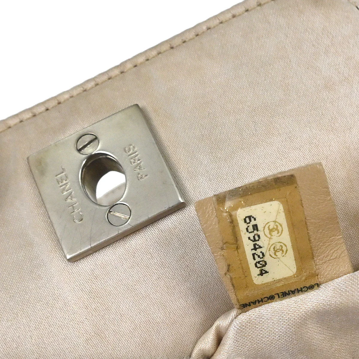 Chanel 2000-2002 Beige Jacquard Nylon New-Travel Line Pouch Handbag - Image 7