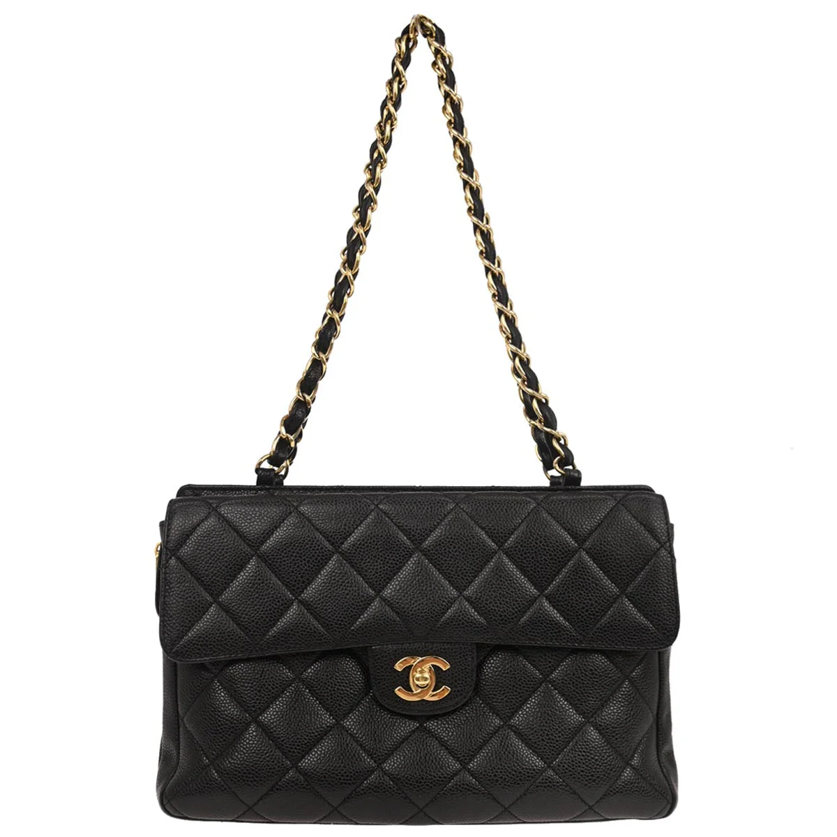Chanel 2000-2002 Black Caviar Skin Handbag