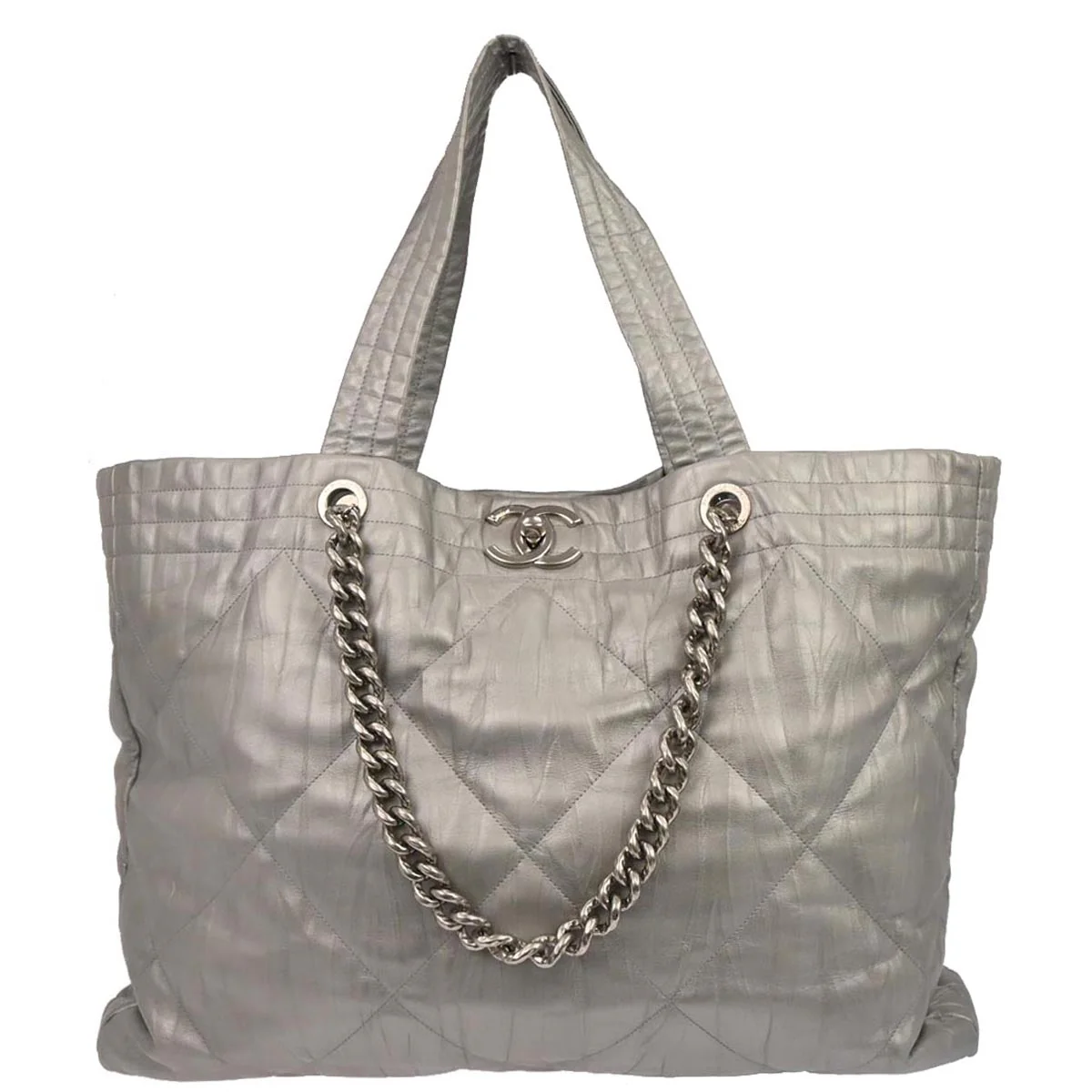 Chanel 2017-2018 Silver Calfskin Ground Control Tote Bag