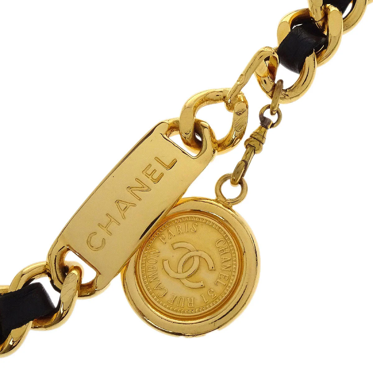 Chanel Chain Belt Medallion Gold Black 95A Small Good - Image 2