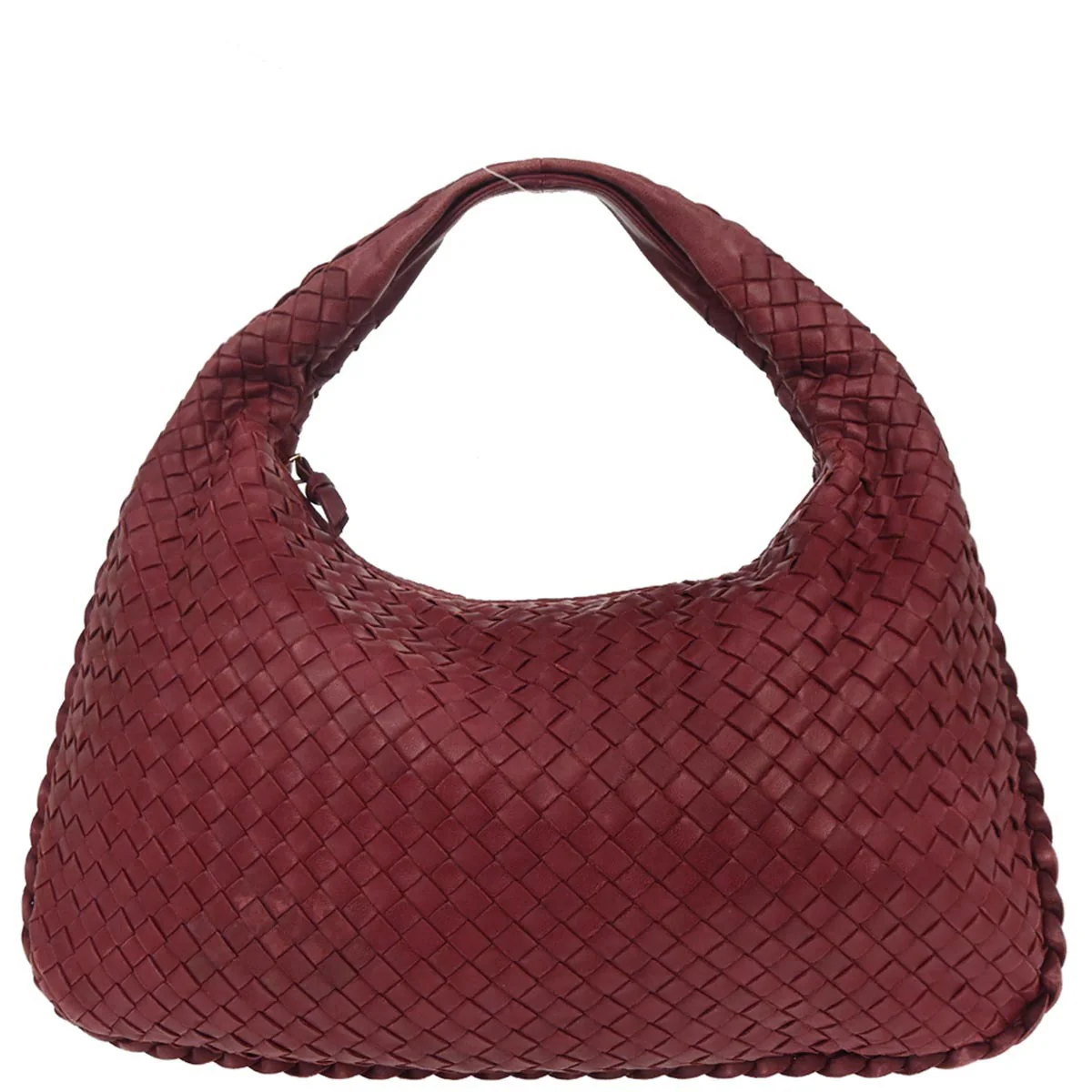 Bottega Veneta Red Lambskin Intrecciato Hobo Handbag