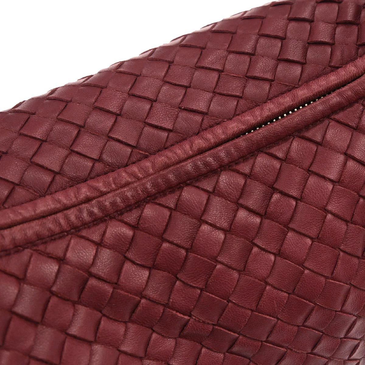 Bottega Veneta Red Lambskin Intrecciato Hobo Handbag - Image 8