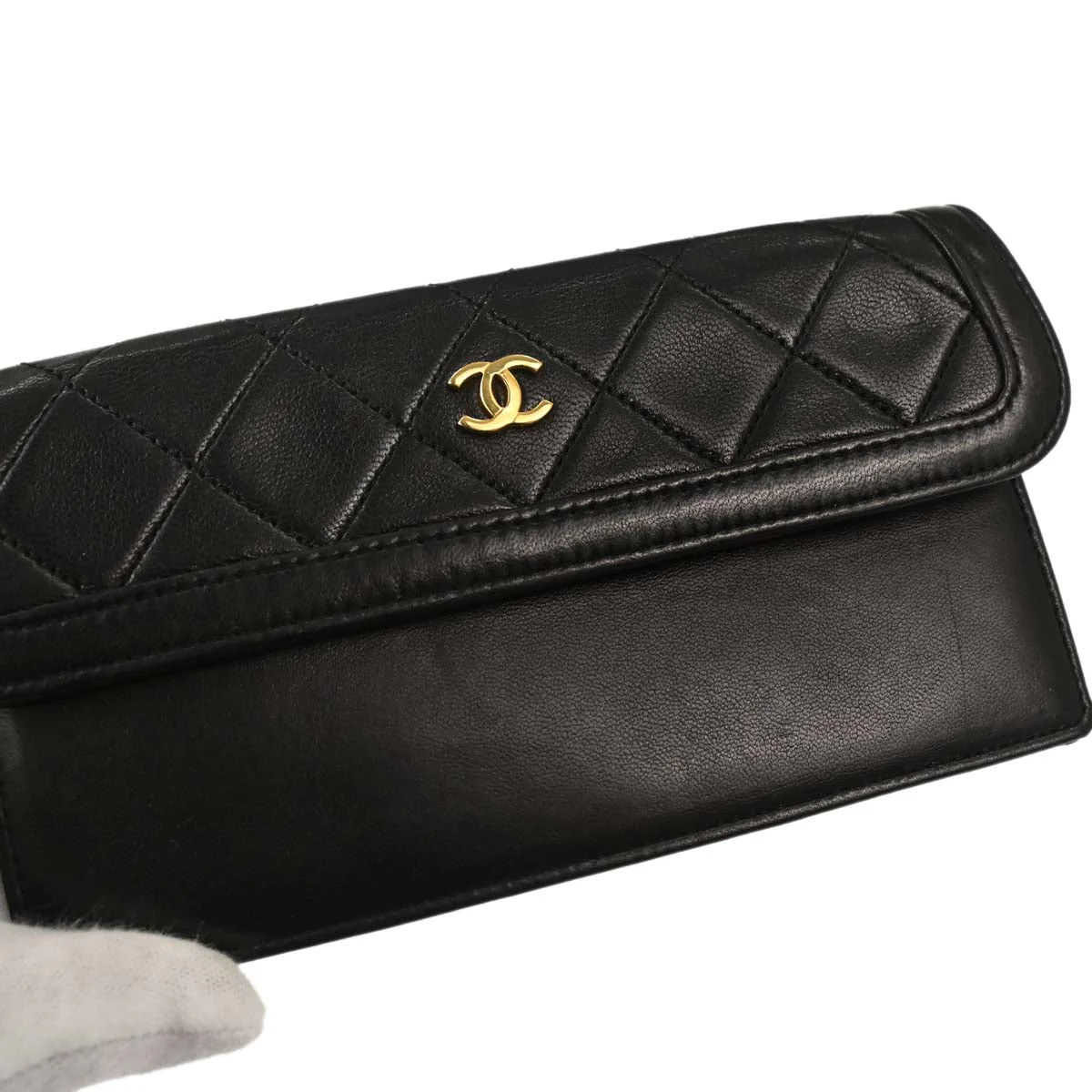 Chanel 1989-1991 Black Lambskin Straight Flap Shoulder Bag - Image 12