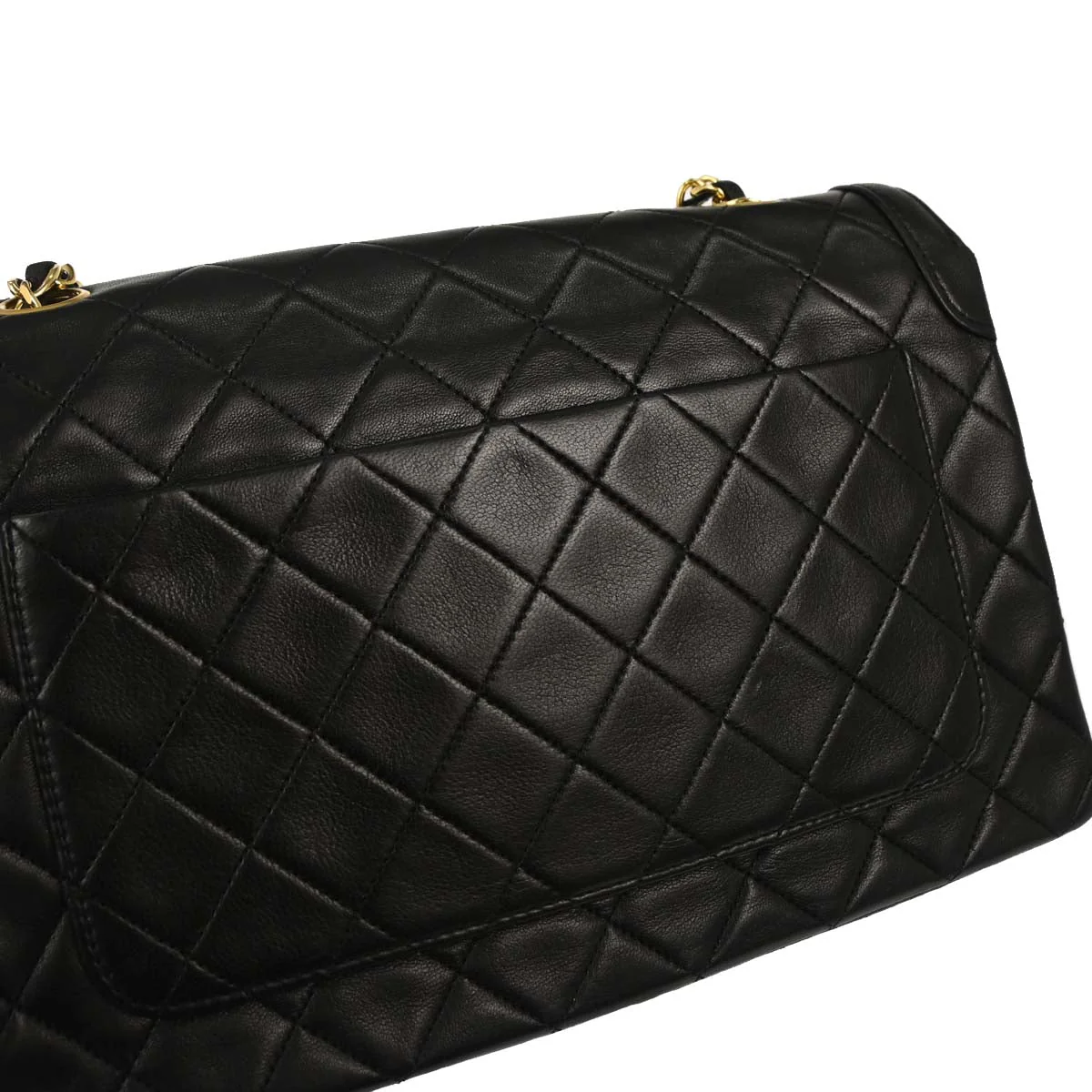 Chanel 1989-1991 Black Lambskin Straight Flap Shoulder Bag - Image 4