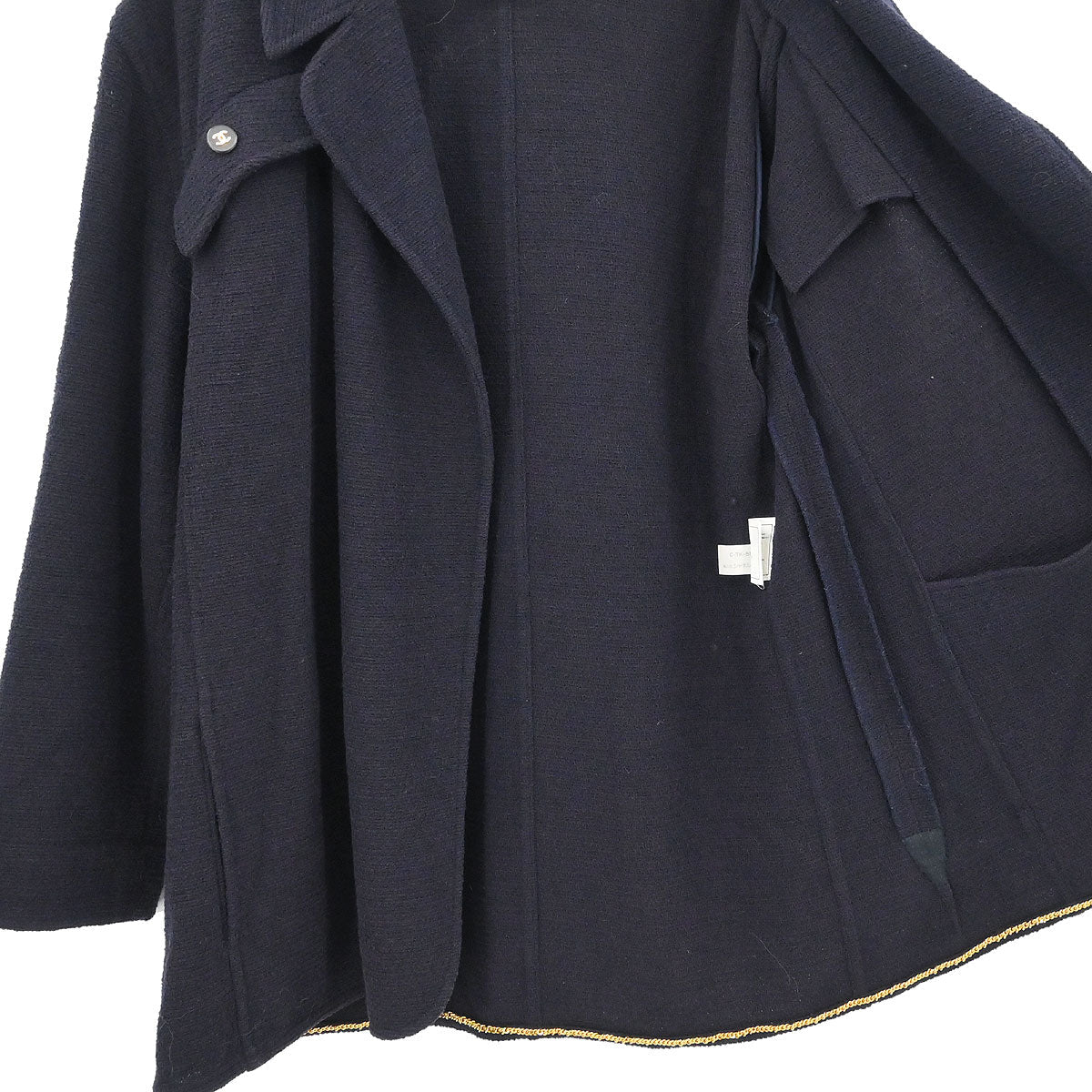 Chanel 1995 Single Breasted Jacket Dark Navy #38 - Image 5