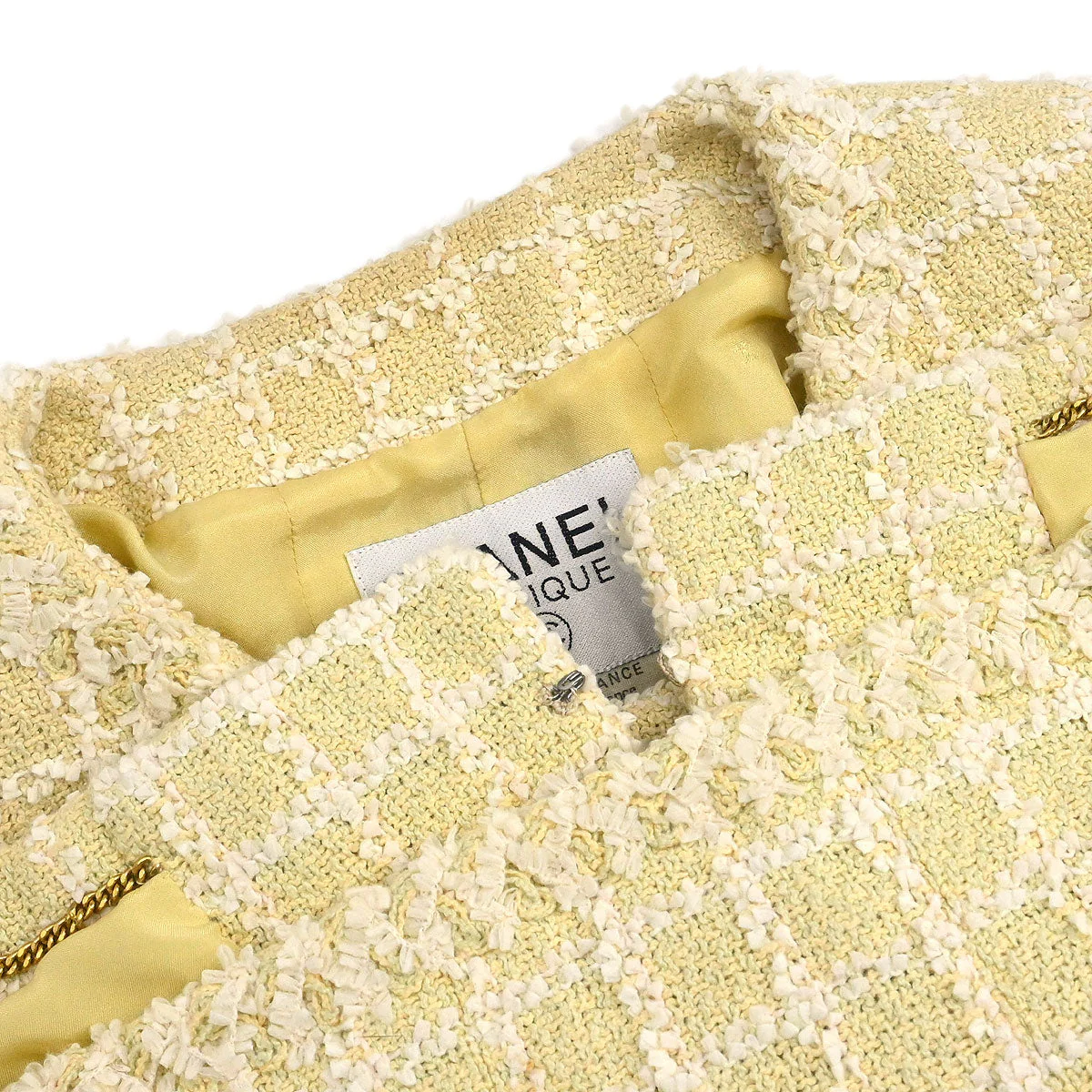 Chanel 1994 Single Breasted Collarless Jacket Yellow #38 - Image 11