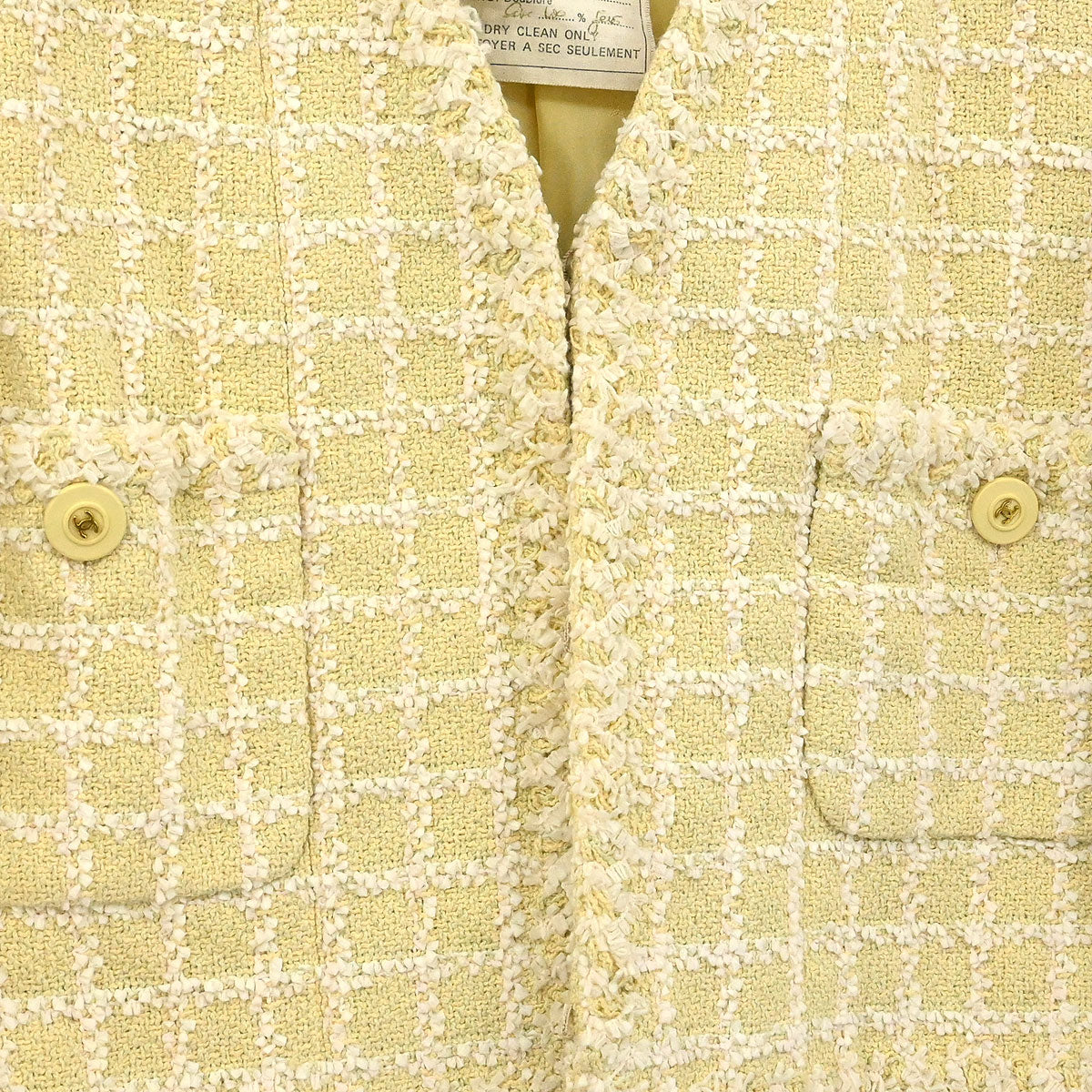Chanel 1994 Single Breasted Collarless Jacket Yellow #38 - Image 3