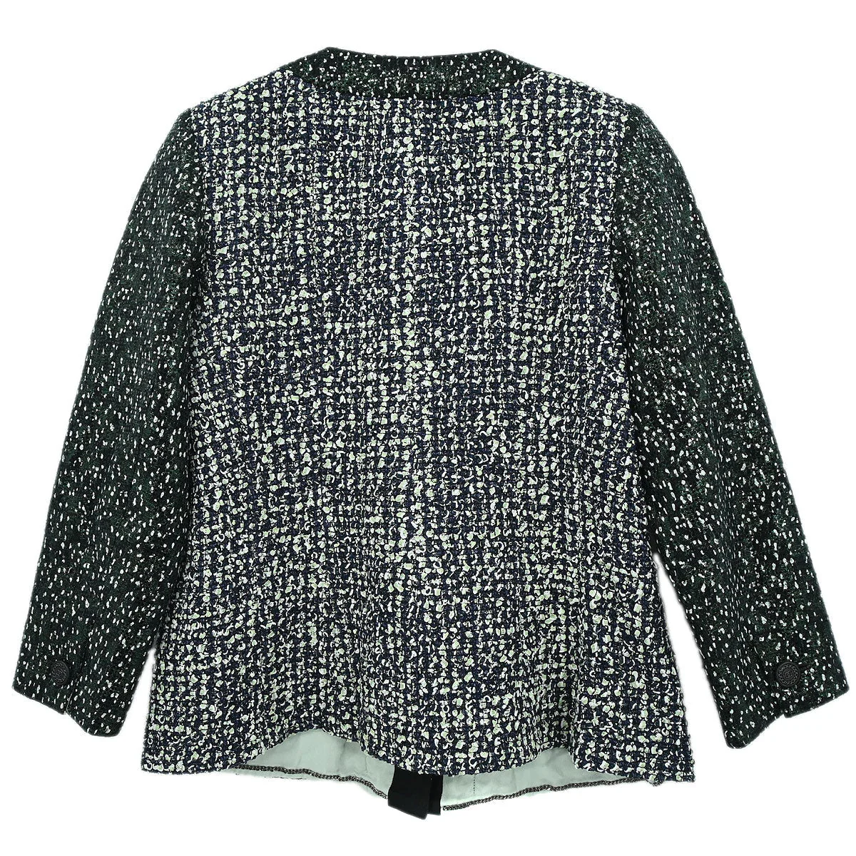 Chanel 2018-2019 Collarless Single Breasted Tweed Jacket Green #44 - Image 2