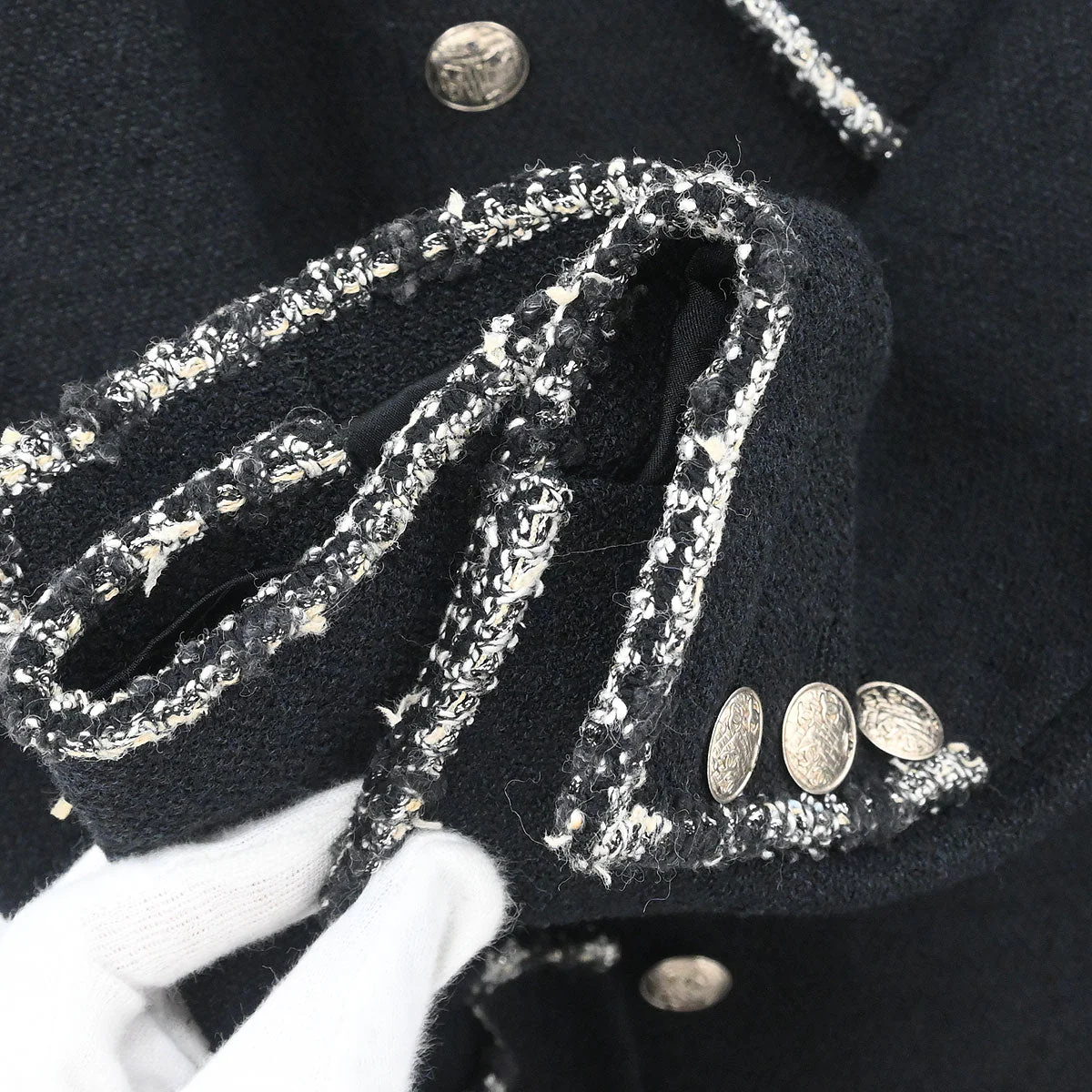 Chanel 2005 Emblem Double Breasted Jacket Black #38 - Image 6