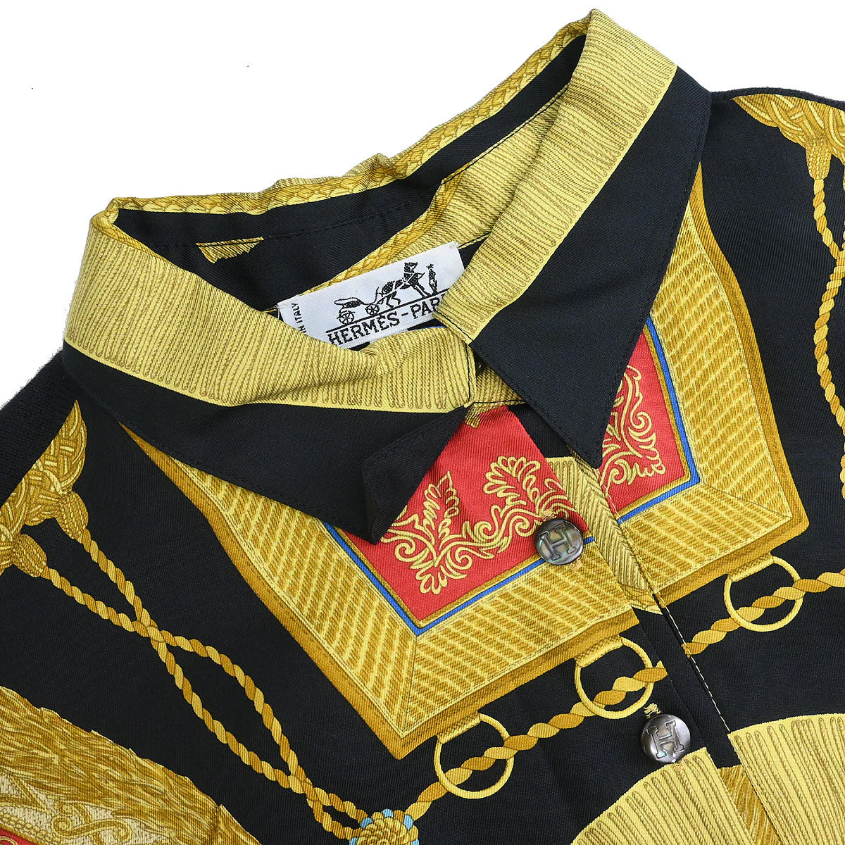Hermes 1980s Poste et Cavalerie Twillaines Polo Shirt #L - Image 3