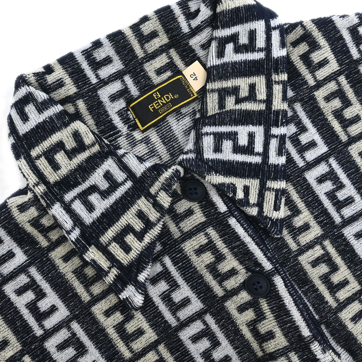 Fendi Top Polo Shirt Zucca Navy #42 - Image 3
