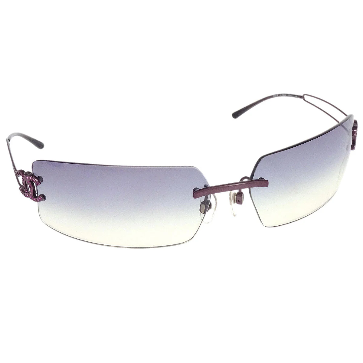 Chanel Sunglasses Eyewear Dark Purple Rhinestone Small Good