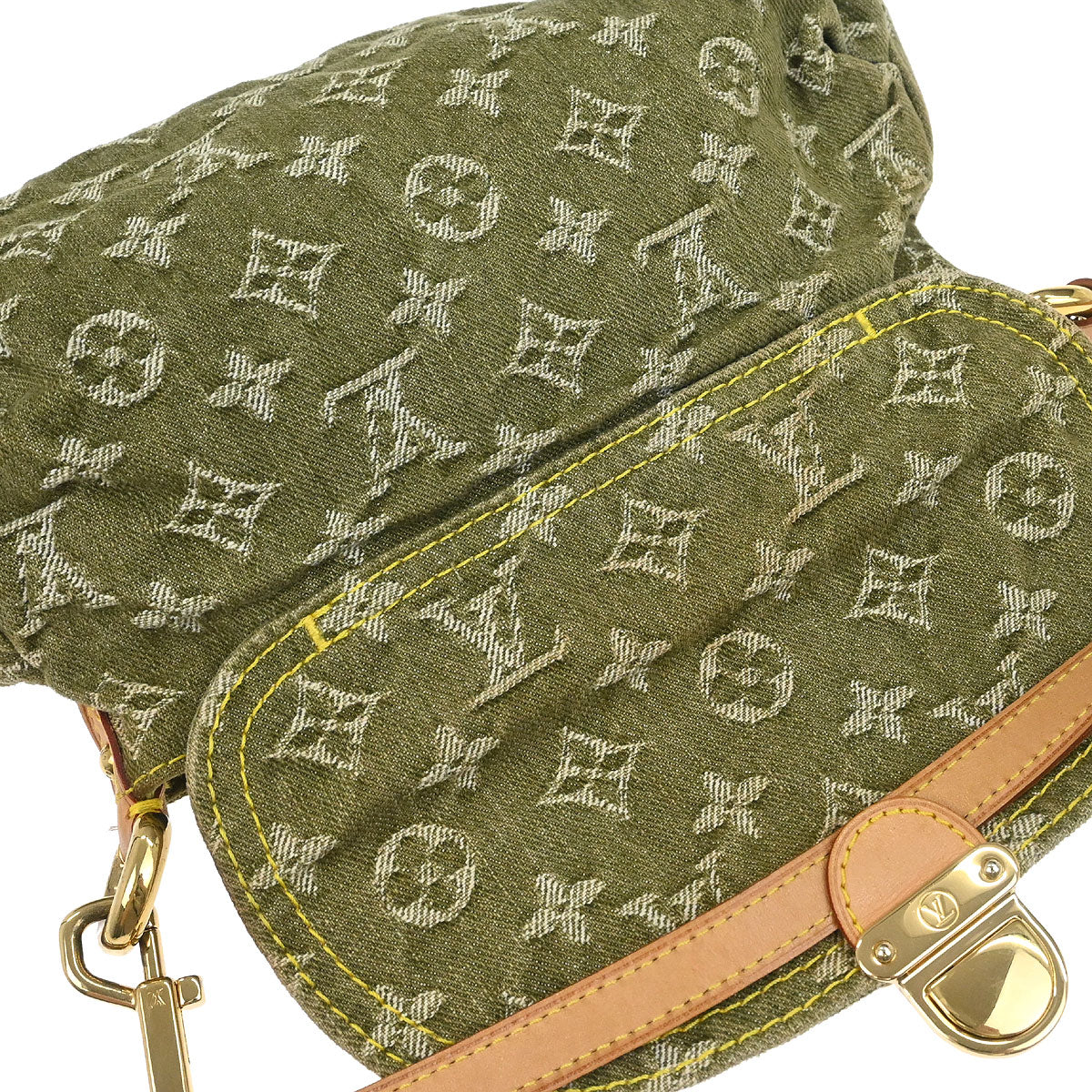 Louis Vuitton 2006 Khaki Monogram Denim Mini Pleaty Handbag M95217 - Image 3
