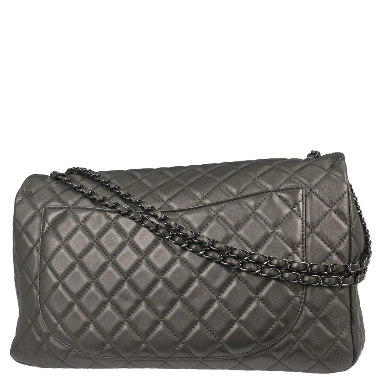 Chanel 2019 Silver Lambskin Flap Shoulder Bag - Image 2