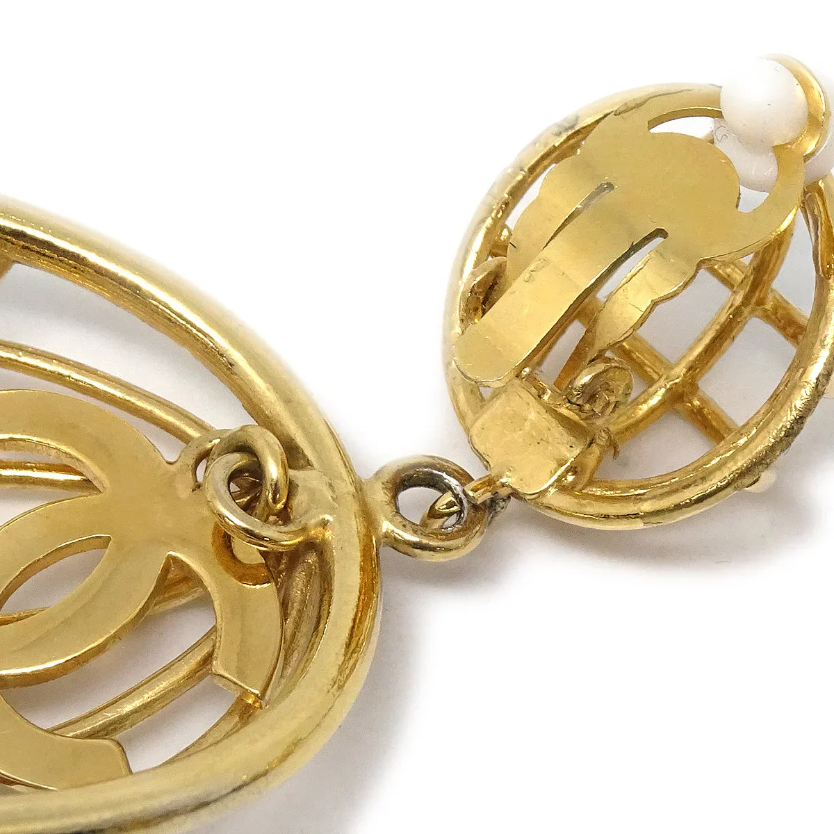 Chanel Birdcage Dangle Earrings Clip-On Gold - Image 3