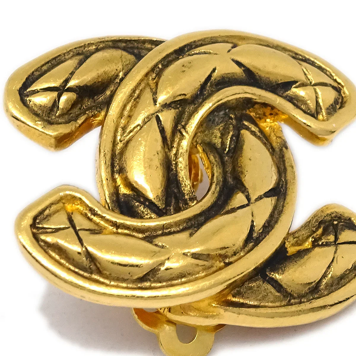 Chanel CC Earrings Clip-On Gold 2433 - Image 2
